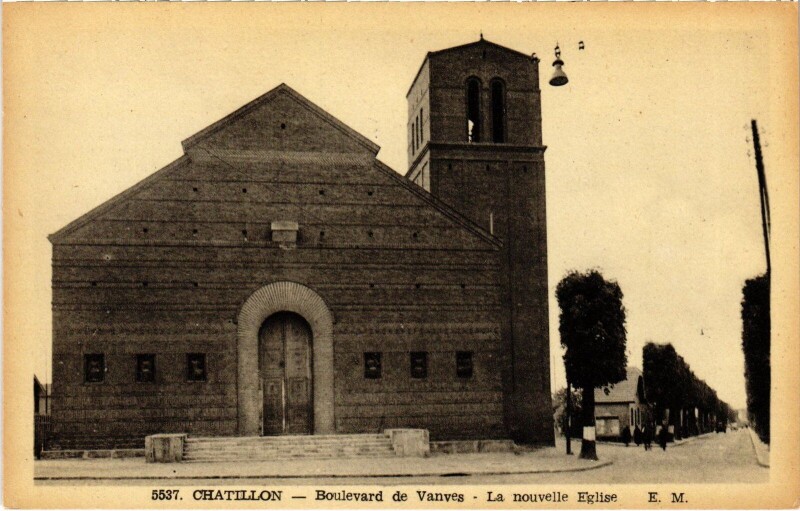 Carte postale ancienne Chatillon Boulevard de Vanves La nouvelle Eglise à Vanves