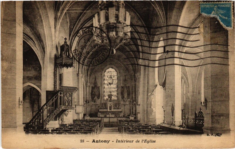 Carte postale ancienne Antony Interieur de l'Eglise à Antony