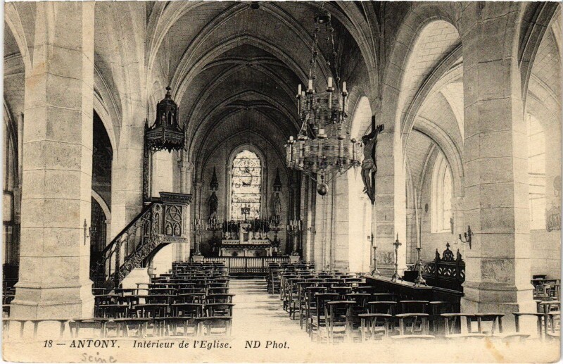 Carte postale ancienne Antony Interieur de l'Eglise à Antony