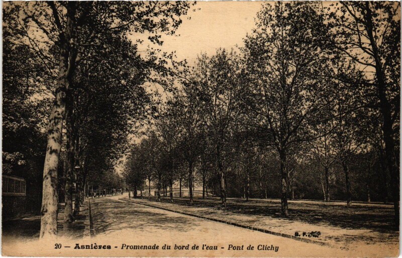 Carte postale ancienne Asnieres Promenade du bord de l'eau
