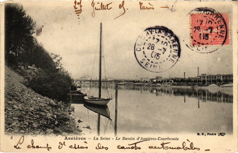 Carte postale ancienne Asnieres Le Bassin d'Asnieres Courbevoie à Courbevoie