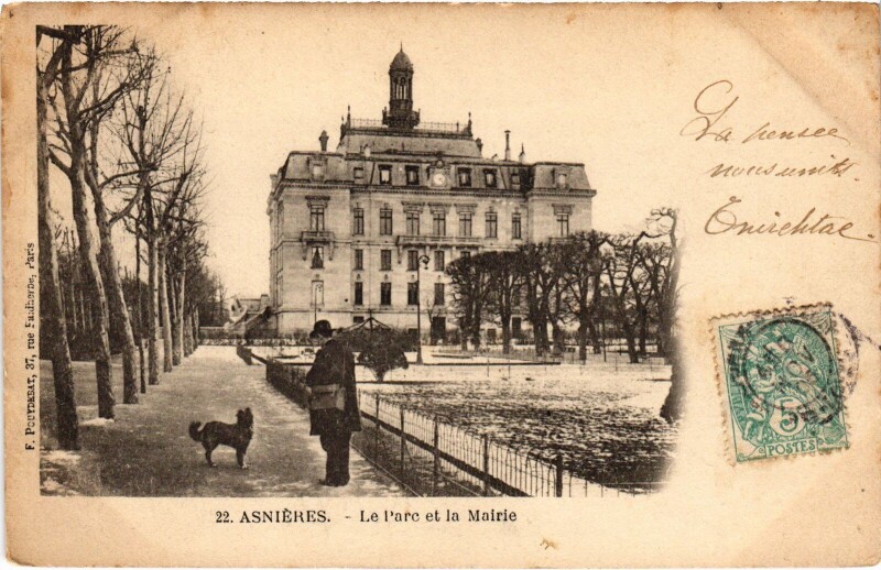 Carte postale ancienne Asnieres Le Parc et la Mairie