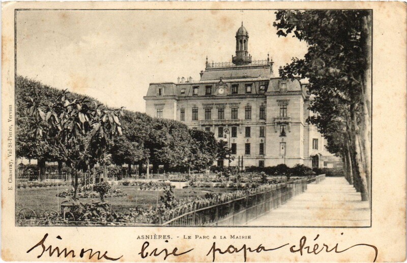 Carte postale ancienne Asnieres Le Parc et la Mairie