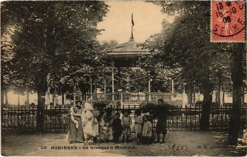 Carte postale ancienne Asnieres Kiosque a Musique