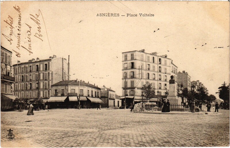 Carte postale ancienne Asnieres Place Voltaire