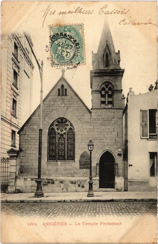 Carte postale ancienne Asnieres Le Temple protestant