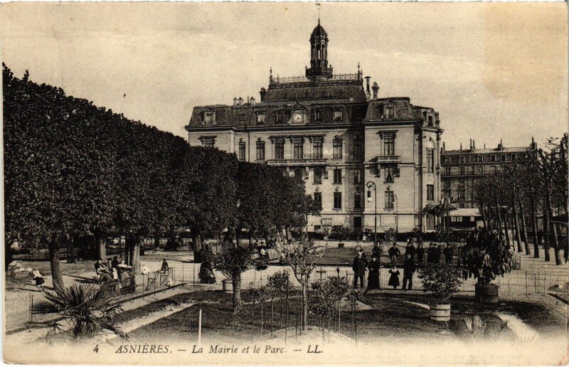 Carte postale ancienne Asnieres La Mairie et le Parc