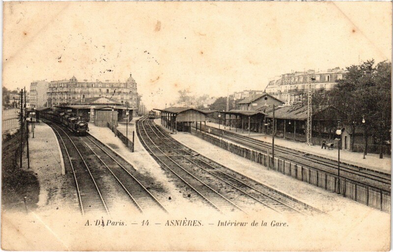 Carte postale ancienne Asnieres Interieur de la Gare