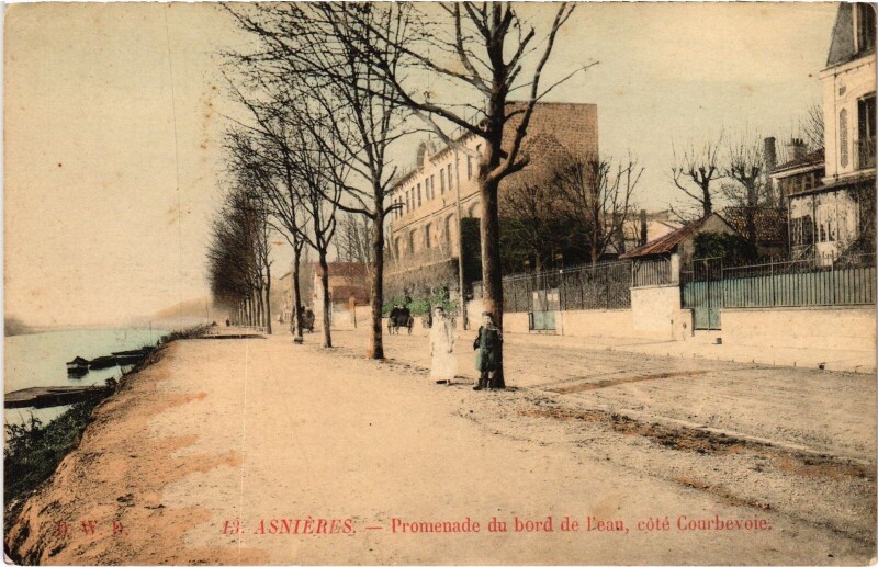 Carte postale ancienne Asnieres Promenade du bord de l'eau