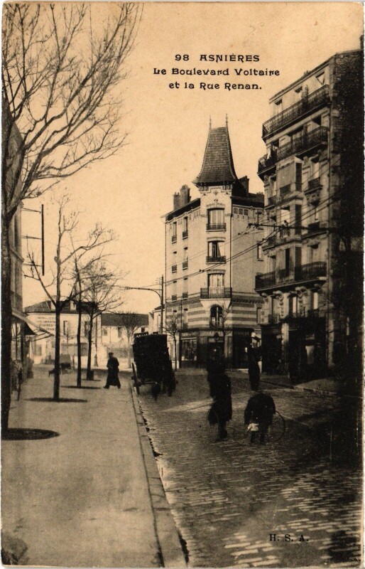 Carte postale ancienne Asnieres Boulevard Voltaire