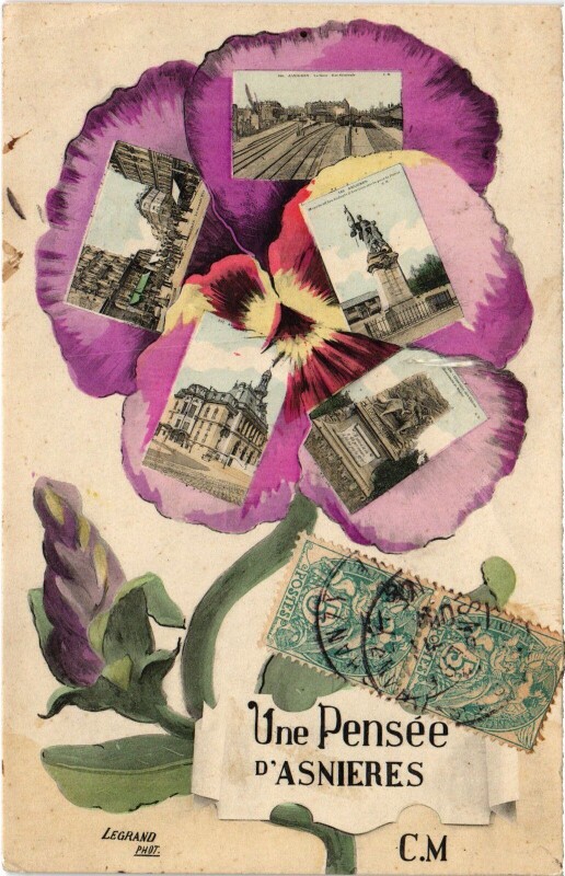 Carte postale ancienne Asnieres souvenir