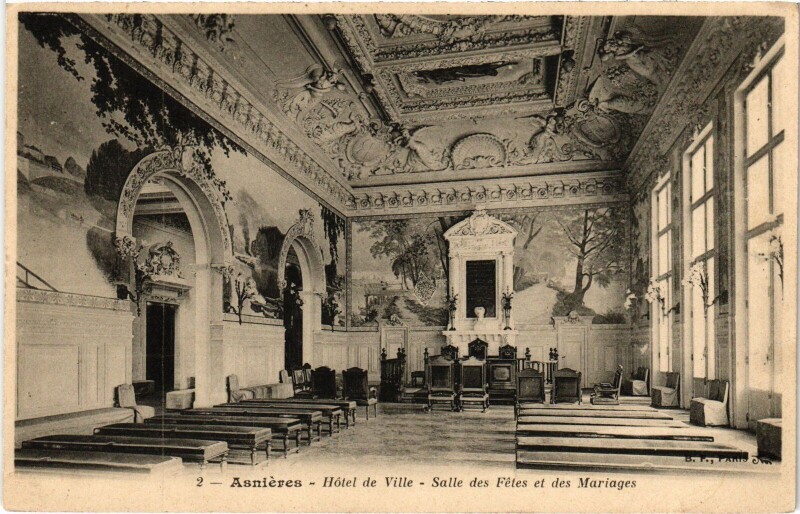 Carte postale ancienne Asnieres-sur-Seine Hotel de Ville Salle des Fetes et des Mariages à Asnières-sur-Seine