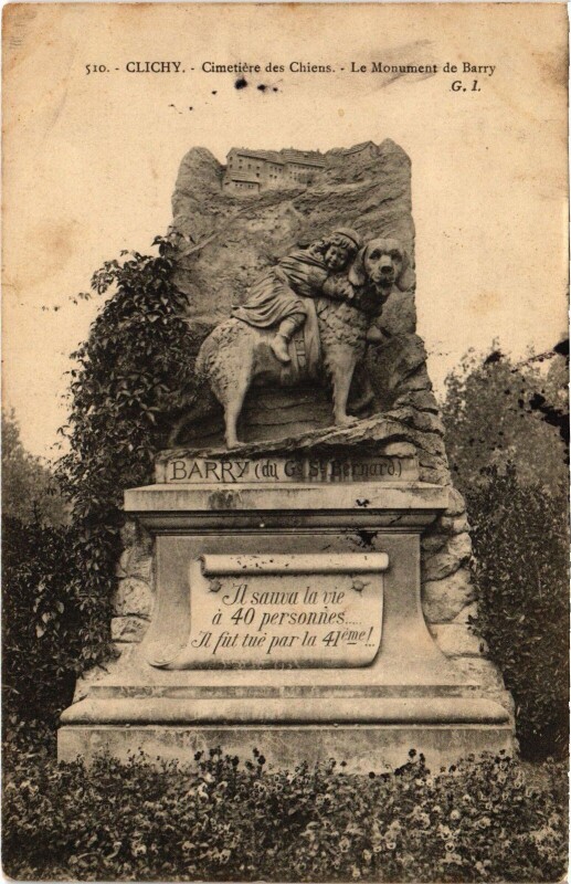Carte postale ancienne Asnieres Cimetiere des Chiens Monument de Barry