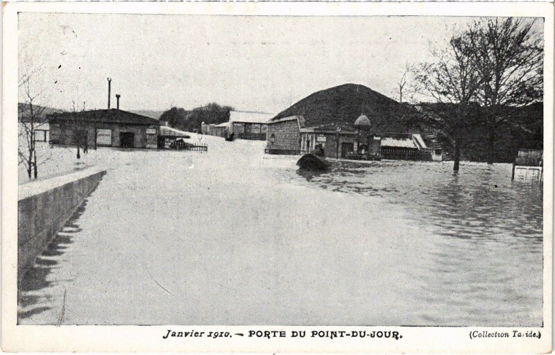 Carte postale ancienne Janvier 1910 - Porte du Point-du-Jour à Paris 16e