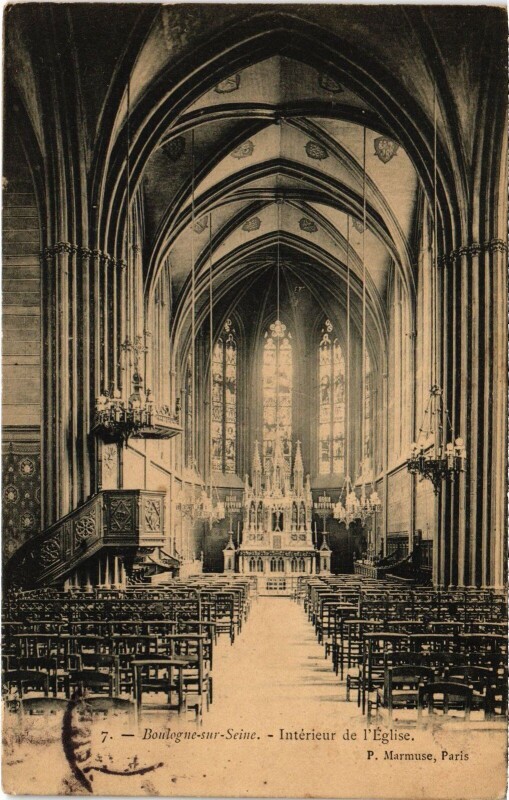 Carte postale ancienne Boulogne Interieur de l'Eglise