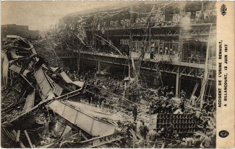 Carte postale ancienne Boulogne Accident de l'Usines Renault
