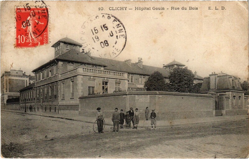 Carte postale ancienne Hôpital Gouin - Rue du Bois à Clichy