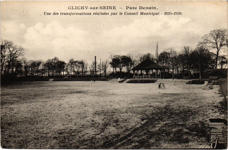 Carte postale ancienne Parc Denain - Une des transformations réalisées par le Conseil Municipal à Clichy
