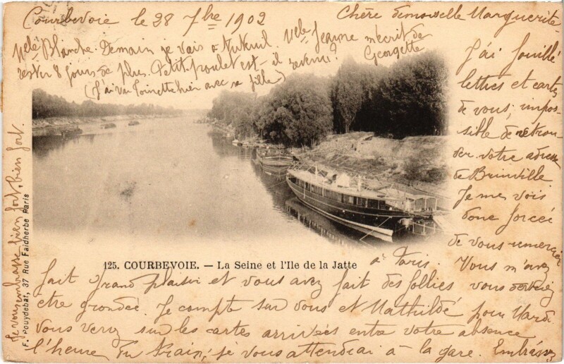 Carte postale ancienne Courbevoie La Seine et Ile de la Jatte à Courbevoie
