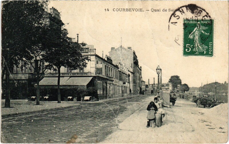 Carte postale ancienne Courbevoie Quai de Seine à Courbevoie