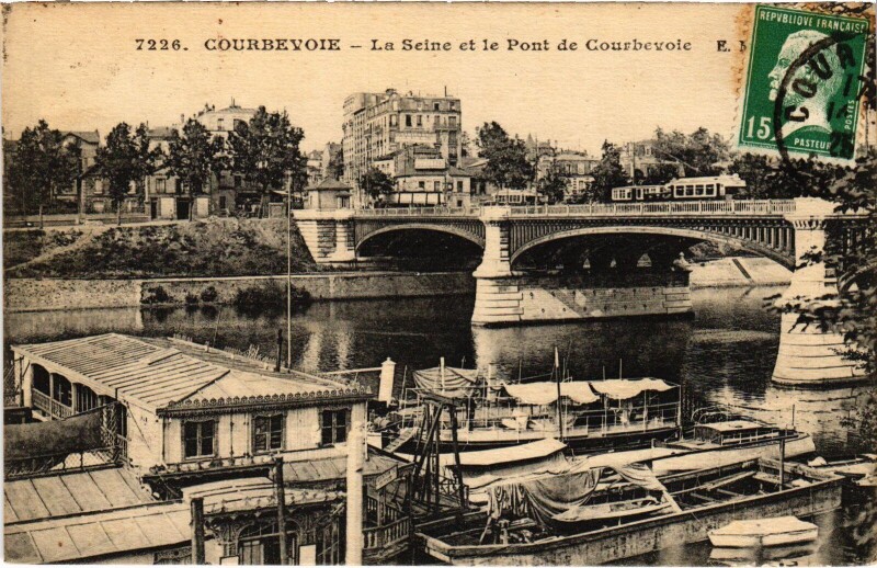 Carte postale ancienne Courbevoie La Seine et le Pont de Courbevoie à Courbevoie