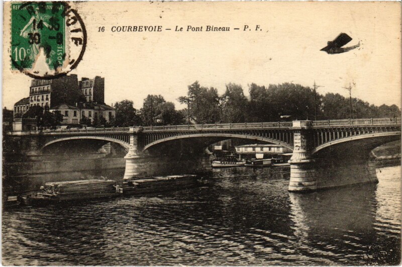 Carte postale ancienne Courbevoie Le Pont Bineau à Courbevoie