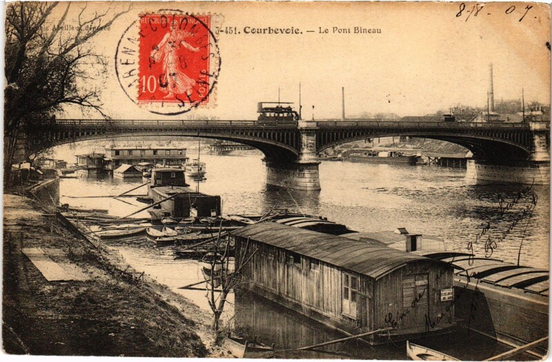 Carte postale ancienne Courbevoie Le Pont Bineau à Courbevoie