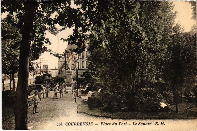 Carte postale ancienne Courbevoie Place du Port Le Square à Courbevoie