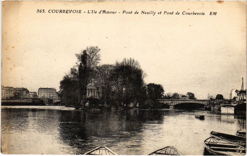 Carte postale ancienne Courbevoie Ile d'Amour Pont de Neuilly à Courbevoie