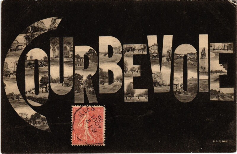 Carte postale ancienne Courbevoie souvenir à Courbevoie