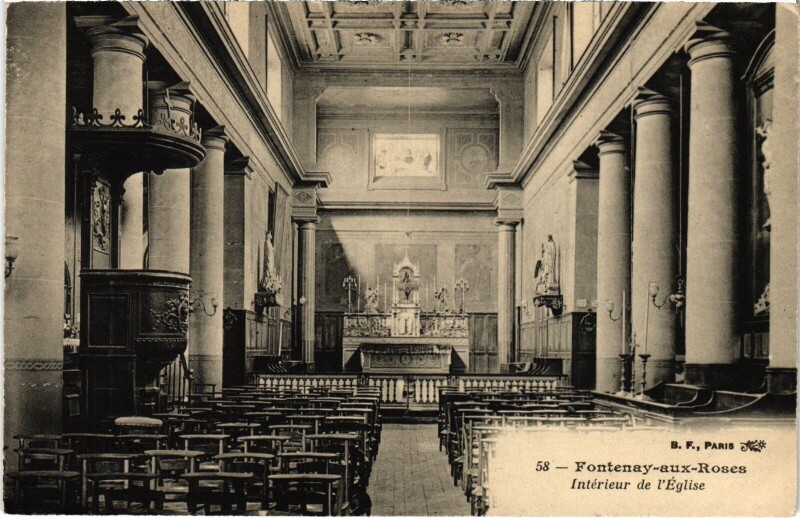 Carte postale ancienne Fontenay aux Roses Interieur de l'Eglise à Fontenay-aux-Roses