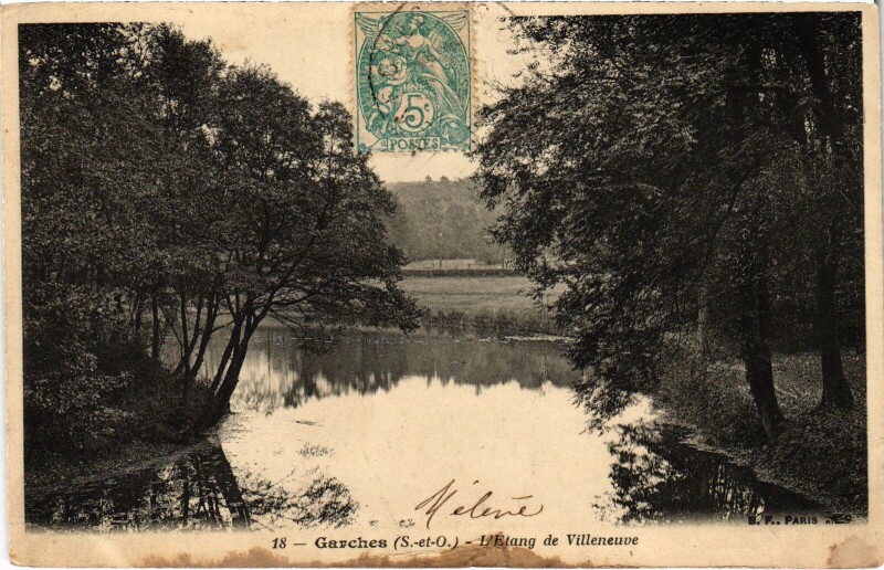 Carte postale ancienne Garches Etang de Villeneuve à Garches