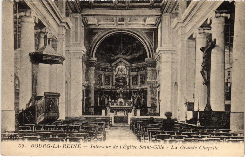 Carte postale ancienne Bourg la Reine Interieur de l'Eglise Saint-Gille Grande Chapelle à Bourg-la-Reine