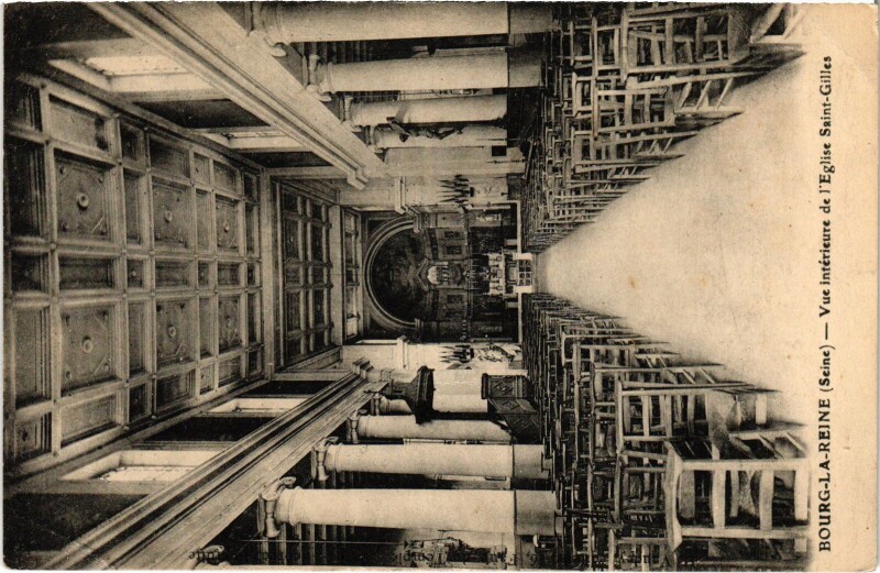 Carte postale ancienne Bourg la Reine vue interieure de l'Eglise Saint-Gilles à Bourg-la-Reine