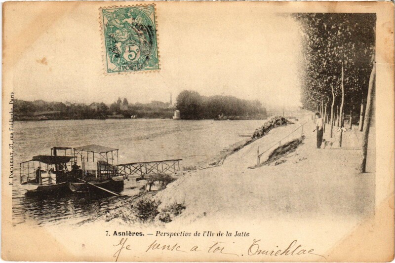 Carte postale ancienne Asnieres Perspective de l'Ile de la Jatte