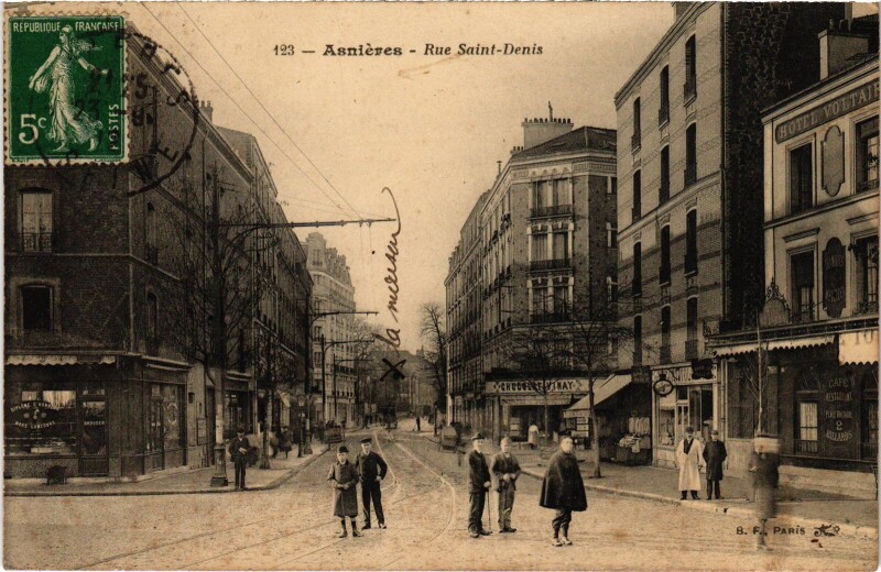 Carte postale ancienne Asnieres Rue Saint-Denis