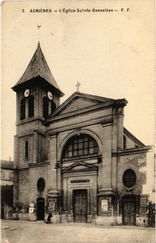 Carte postale ancienne Asnieres Eglise Sainte-Genevieve