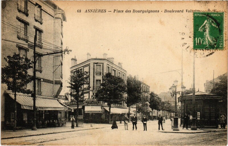Carte postale ancienne Asnieres Place des Bourguignons