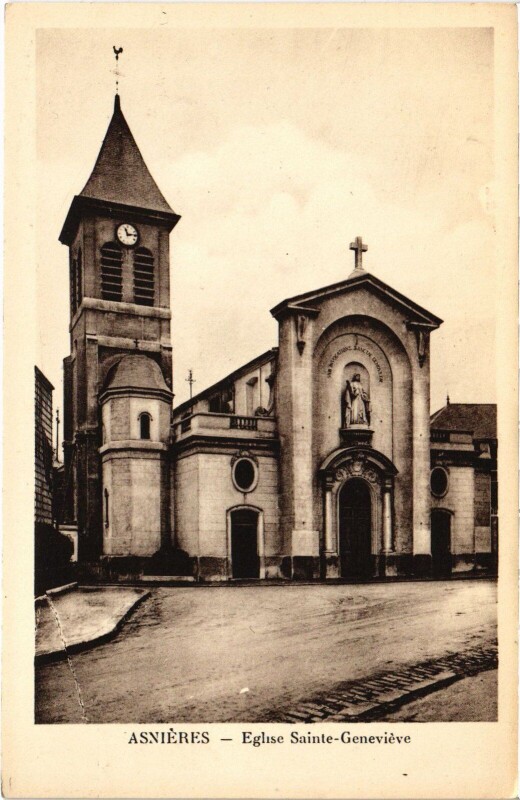 Carte postale ancienne Asnieres Eglise Sainte-Genevieve