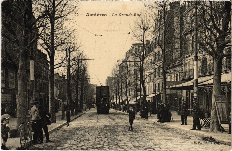 Carte postale ancienne Asnieres La Grande Rue