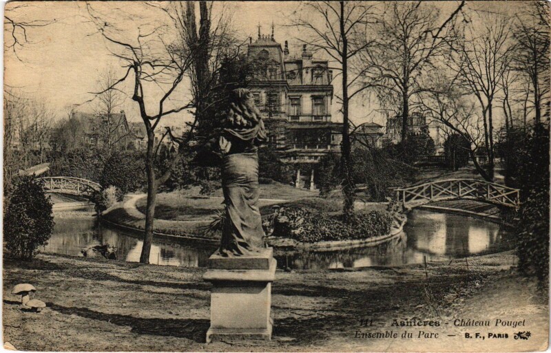 Carte postale ancienne Asnieres Chateau Pouget Ensemble du Parc