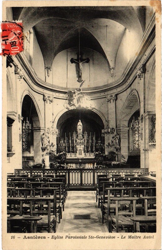 Carte postale ancienne Asnieres Eglise Sainte-Genevieve Le Maitre Autel