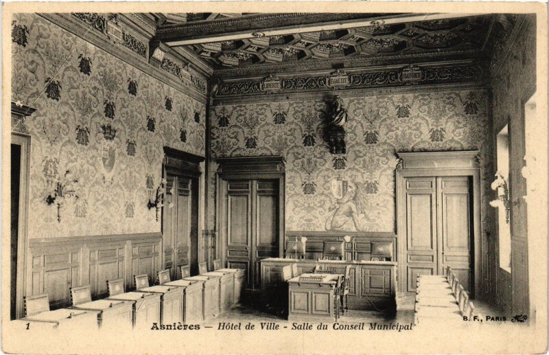 Carte postale ancienne Asnieres Hotel de Ville Salle du Conseil Municipal