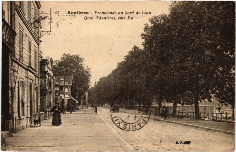 Carte postale ancienne Asnieres Promenade du bord de l'eau