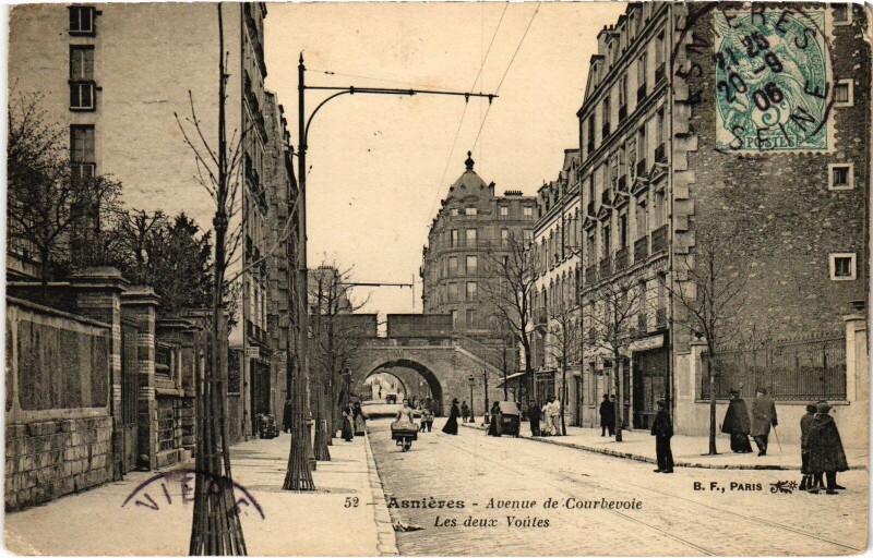 Carte postale ancienne Asnieres Avenue de Courbevoie Les deux Voutes à Courbevoie
