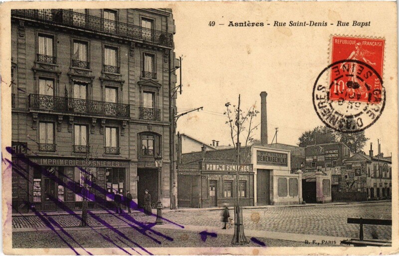 Carte postale ancienne Asnieres Rue Saint-Denis