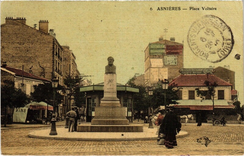 Carte postale ancienne Asnieres Place Voltaire