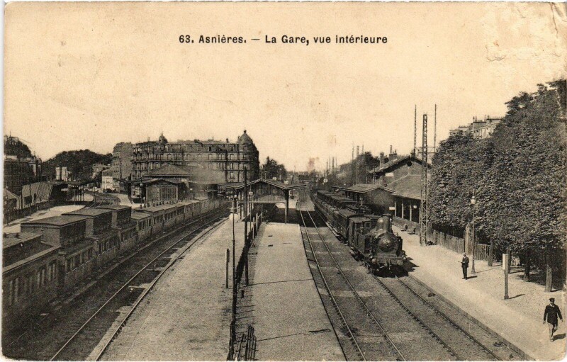 Carte postale ancienne Asnieres La Gare vue interieure