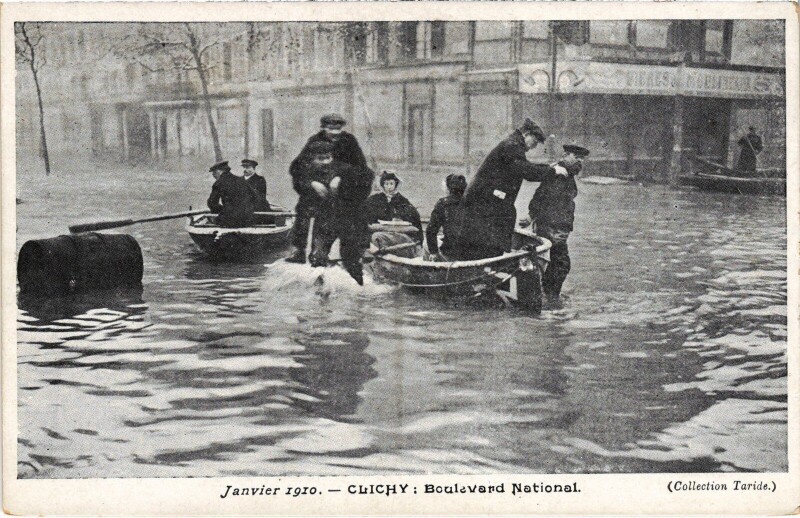 Carte postale ancienne Boulevard National - Janvier 1910 à Clichy