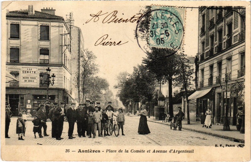 Carte postale ancienne Asnieres Place de la Comete Avenue d'ARgenteuil